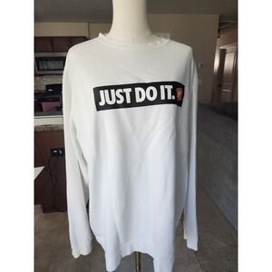 Nike Just Do It Sweatshirt Womens‎ XL White Pullover Long Sleeve Top